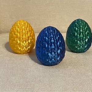 Vibrant Dragon Egg Toy Set - Blue, Yellow, Green